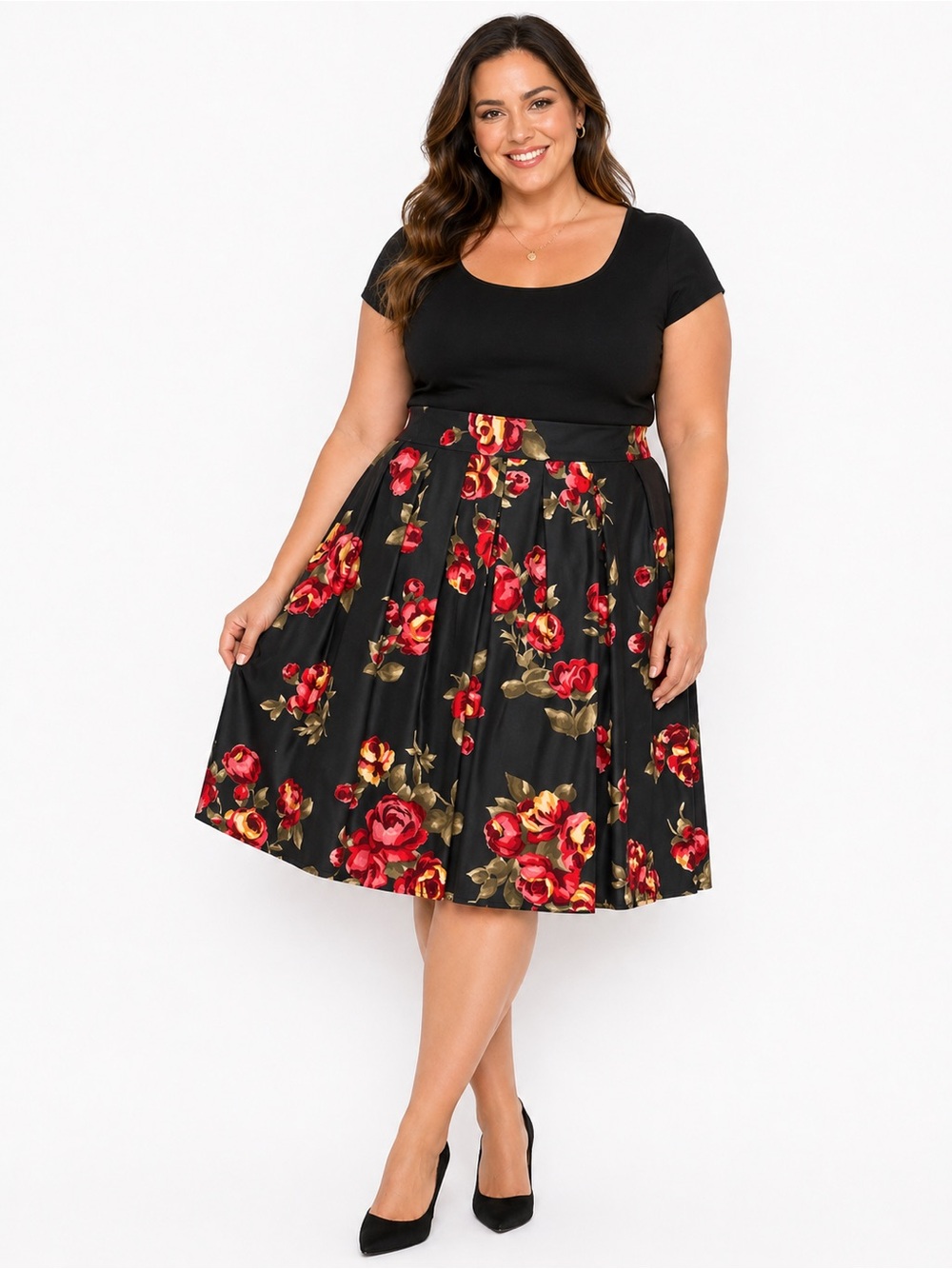 Norton McNaughton Dark Romantic Pleated A Line Skirt SZ 14 Whimsigoth Floral